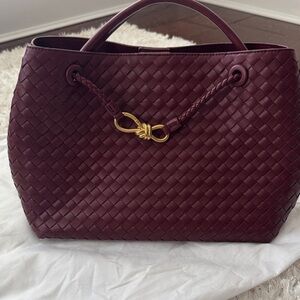 Elegant Woven Burgundy Tote Bag